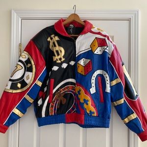 Men’s Lucky Gambling Vegas Leather Jacket 3XL